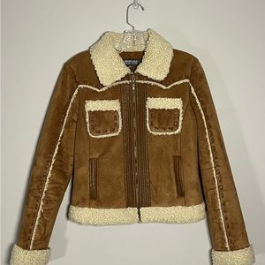 Kennith Cole Reaction Coat Women’s Small Tan Boho Casual Warm Fun Playful Y2K